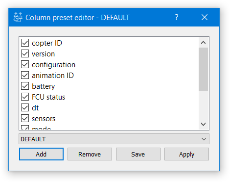 Column preset editor dialog