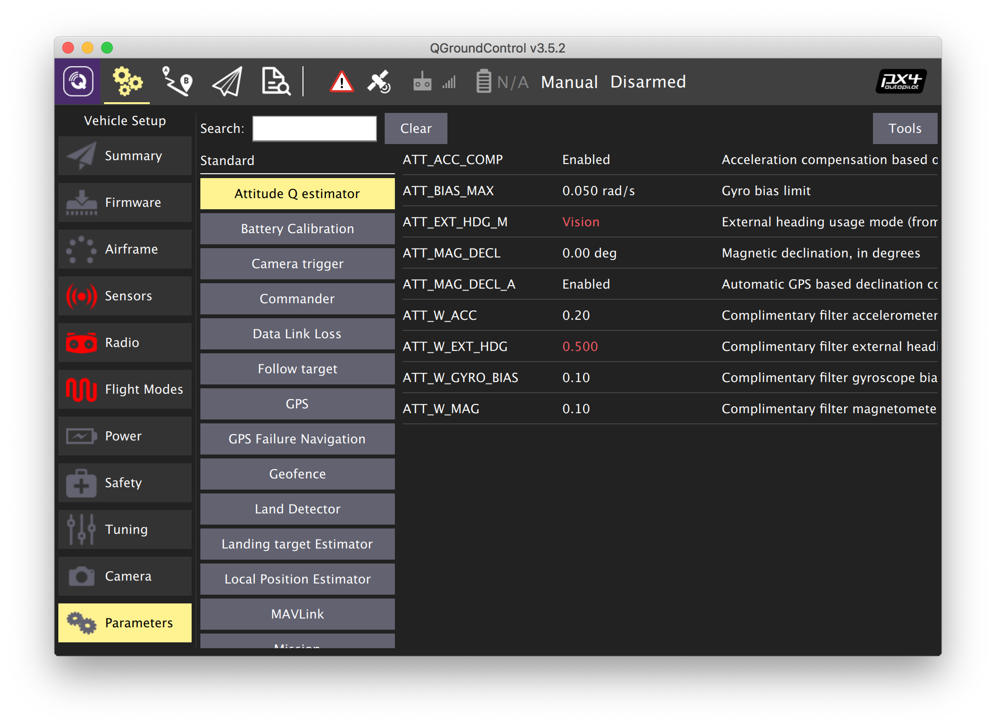 QGroundControl parameters
